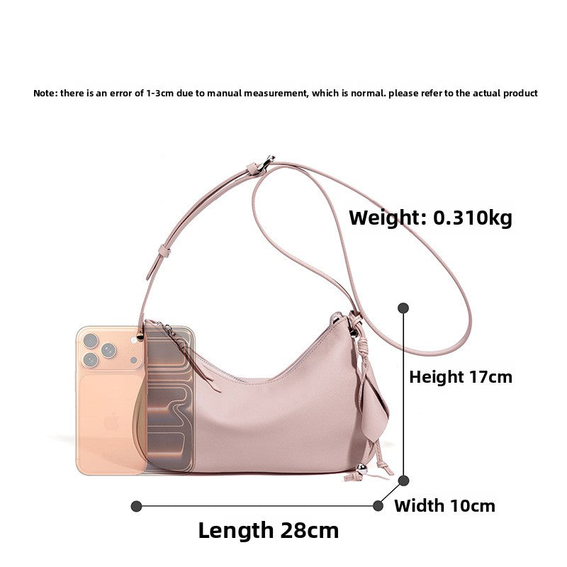Soft Leather Light Luxury Slouchy Underarm Bag, Minimalist Commute Shoulder Crossbody Purse, Niche Design Versatile Handbag for Women