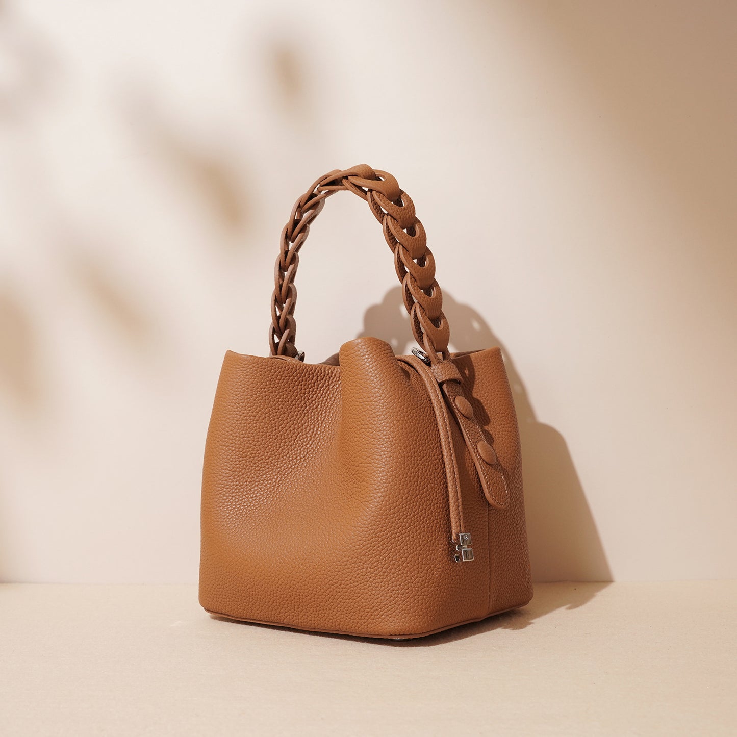 Genuine Top Layer Cowhide Bucket Bag for Women, Spring Elegant Commute Shoulder Crossbody Top Handle Purse, Versatile Everyday Handbag for Ladies