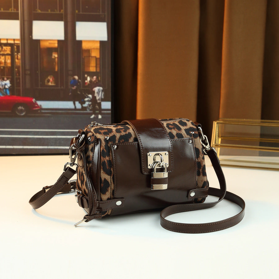 Vintage Biker Lock Stud Tote Bag for Women Large Capacity Shoulder Crossbody Handbag, Edgy Hardware Purse with Versatile Style