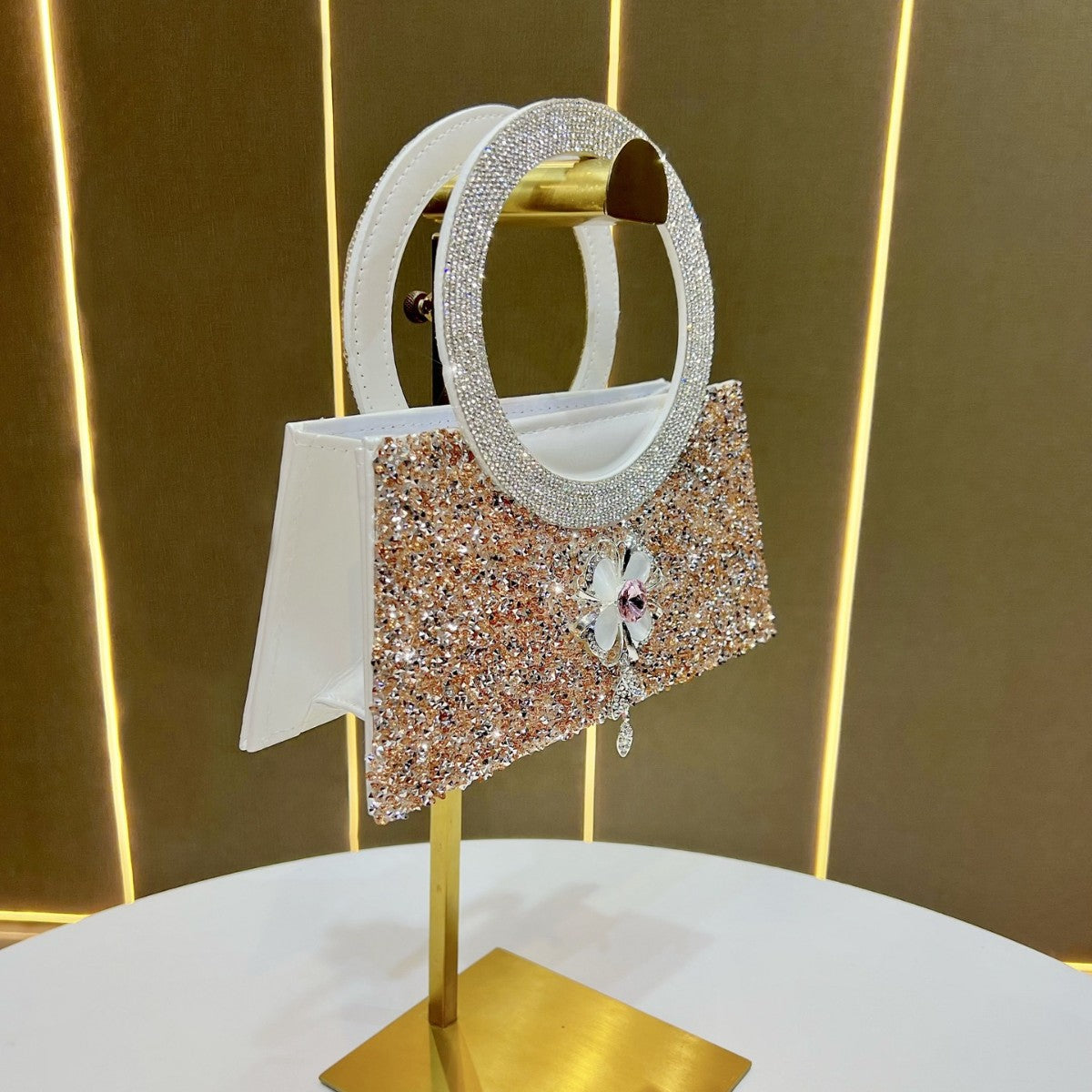 Elegant Rhinestone-Embellished Evening Chain Bag for Women, A Versatile Sparkly Top-Handle Crossbody Handbag with Exquisite Design, Perfect for Formal Dresses Weddings & Special Occasions