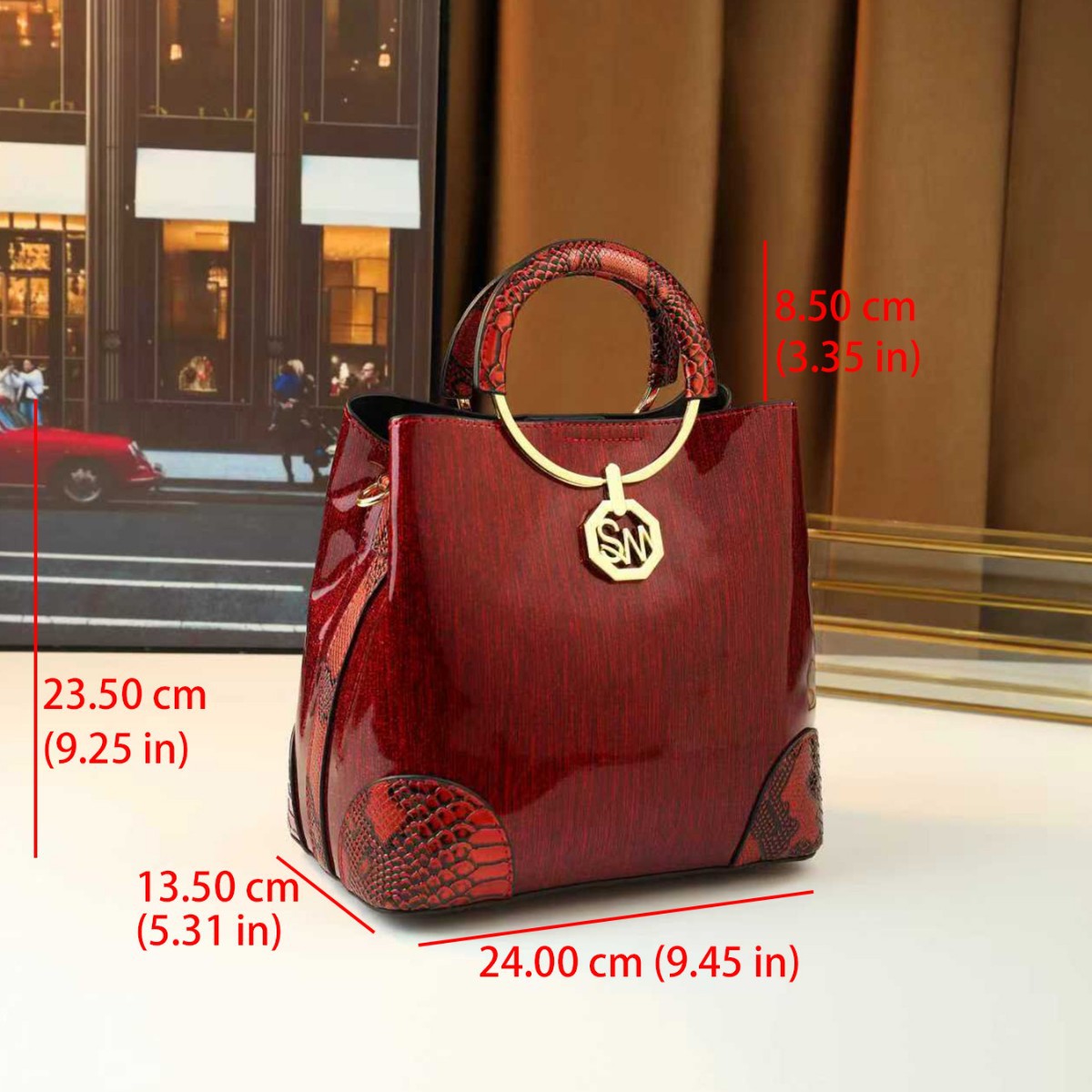 Chinese Style Ring Tote Bag for Women Large Capacity Summer Shoulder Crossbody Handbag, Versatile Elegant Purse with Stylish Hardware