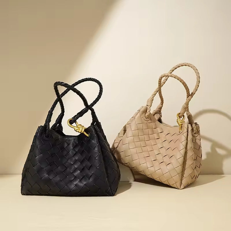 Split Cowhide Handwoven Tote Bag for Women Minimalist Versatile Shoulder Handbag, Bestselling Textured Purse with Artisan Craftsmanship