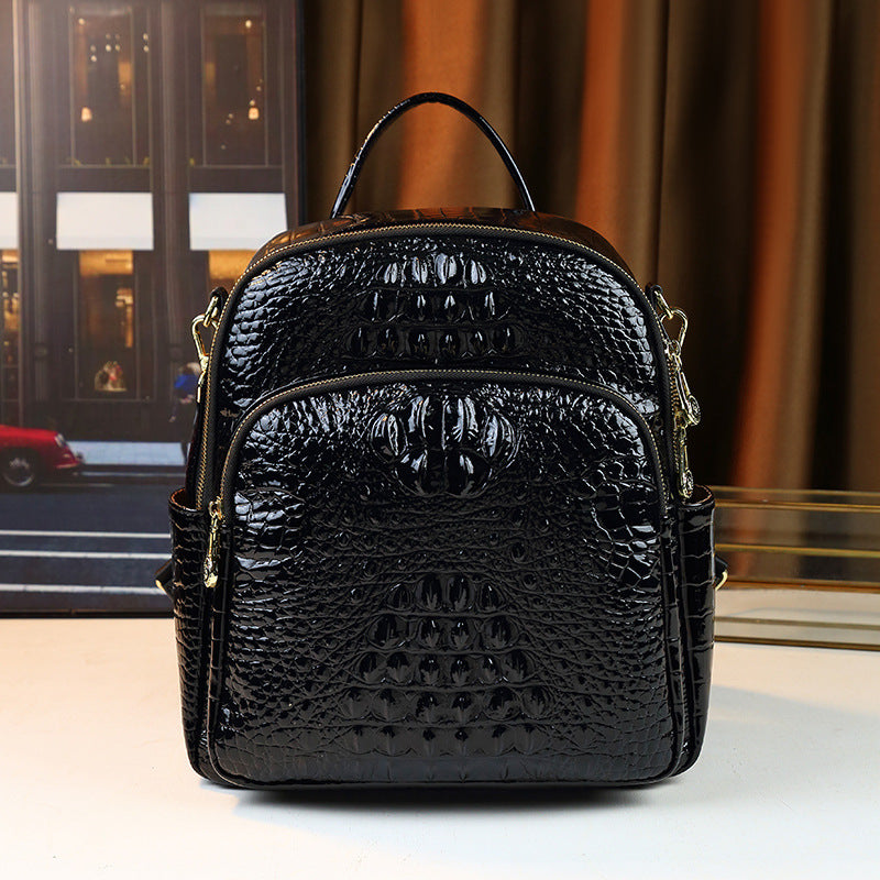 New Arrival Croc-Effect Large Capacity Backpack for Women, A Versatile Casual Travel Commuter Daypack with Premium Design, Perfect for Business Trips & Daily Use