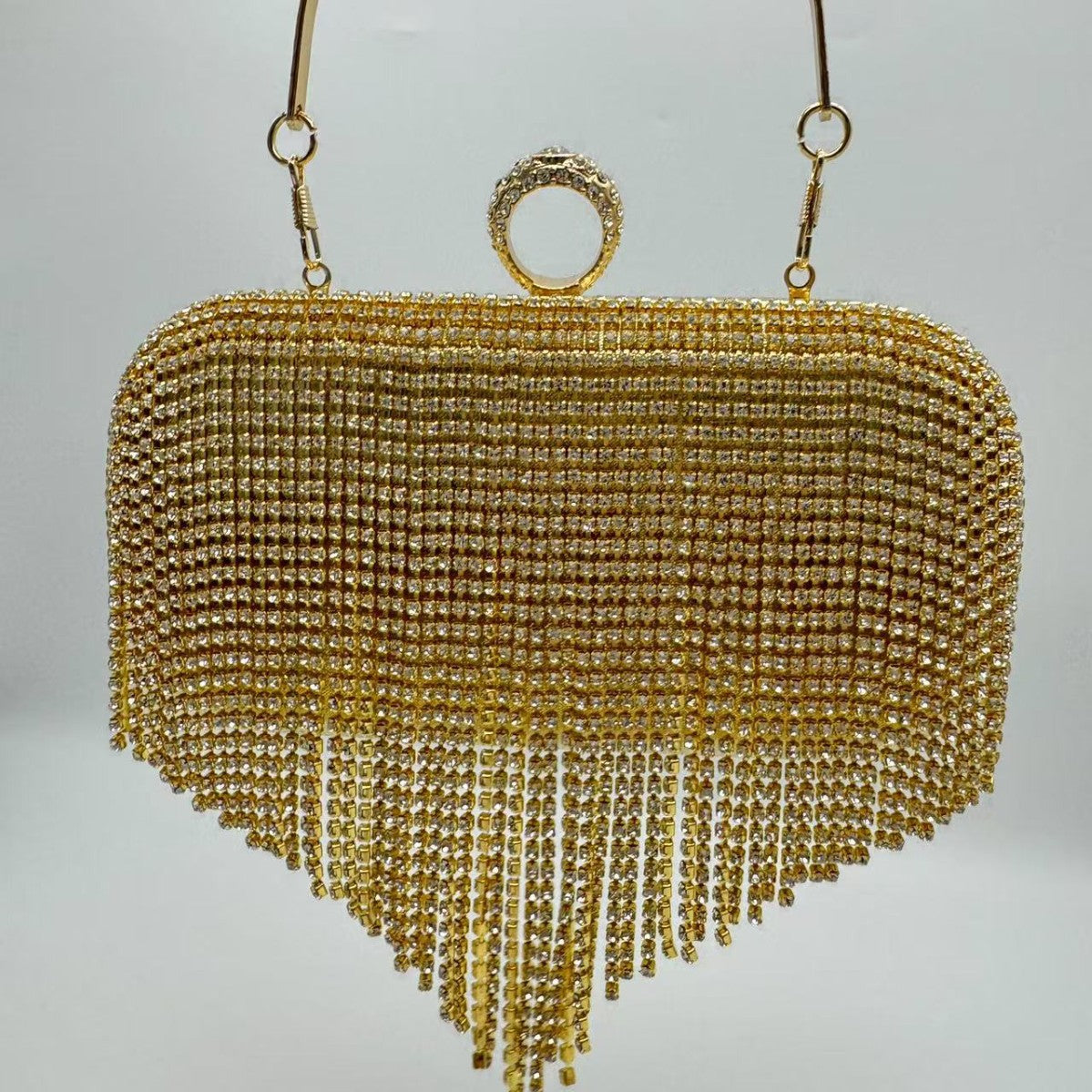 Handmade Tassel Rhinestone Evening Clutch Bag for Women, Small Square Top Handle Purse, Bridal Wedding Party Handbag for Ladies
