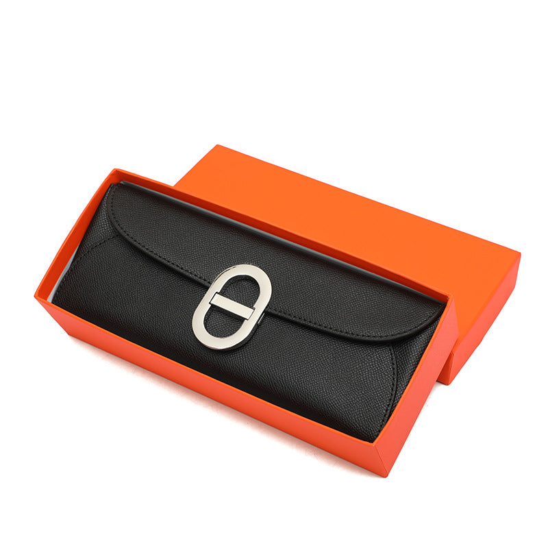 New Arrival Long Genuine Leather Wallet Clutch for Women, Minimalist 2-in-1 Purse with Removable Shoulder Strap, Can Be Worn as Handbag or Crossbody Bag