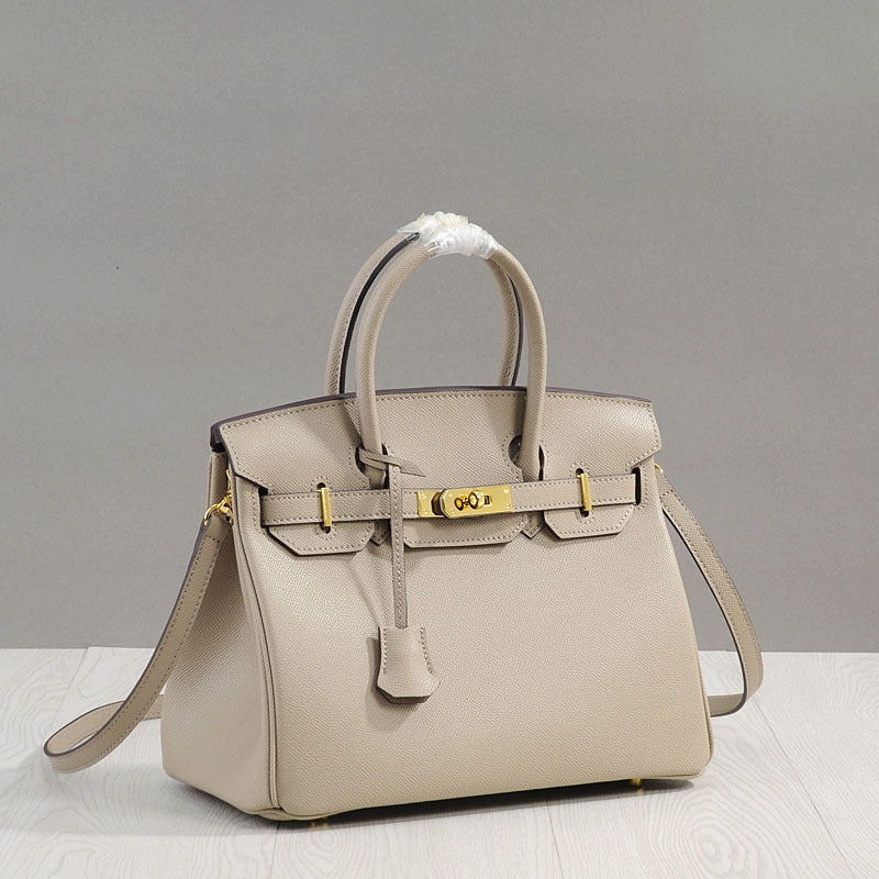 Genuine Top Layer Cowhide Birkin-Kelly Style Tote Bag for Women, New Arrival Large Capacity Commute Top Handle Handbag, Premium Leather Purse for Ladies