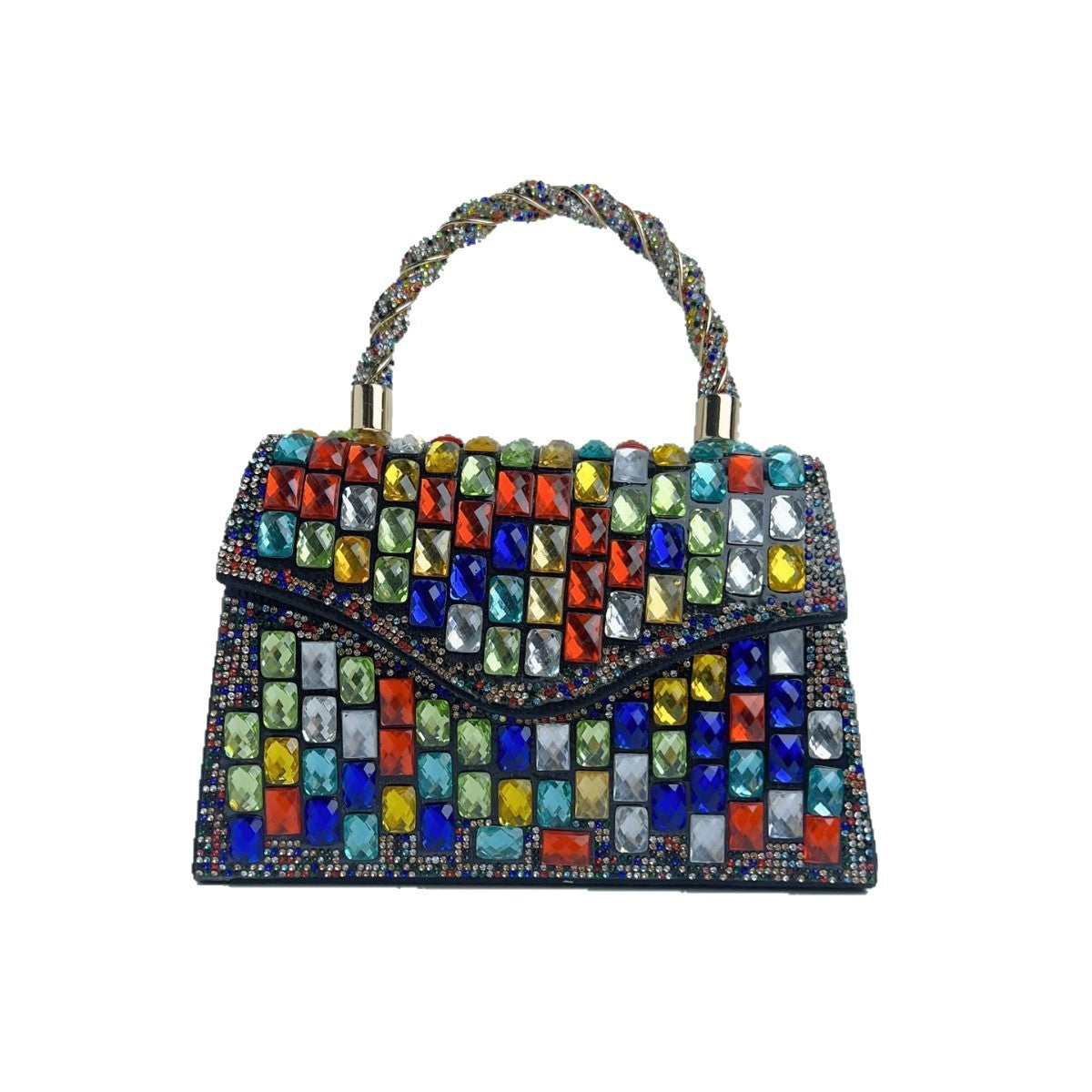 Women's Glamorous Evening Clutch, Chain Top-Handle Crossbody Bag for Formal Dress, Holiday Season Party Purse