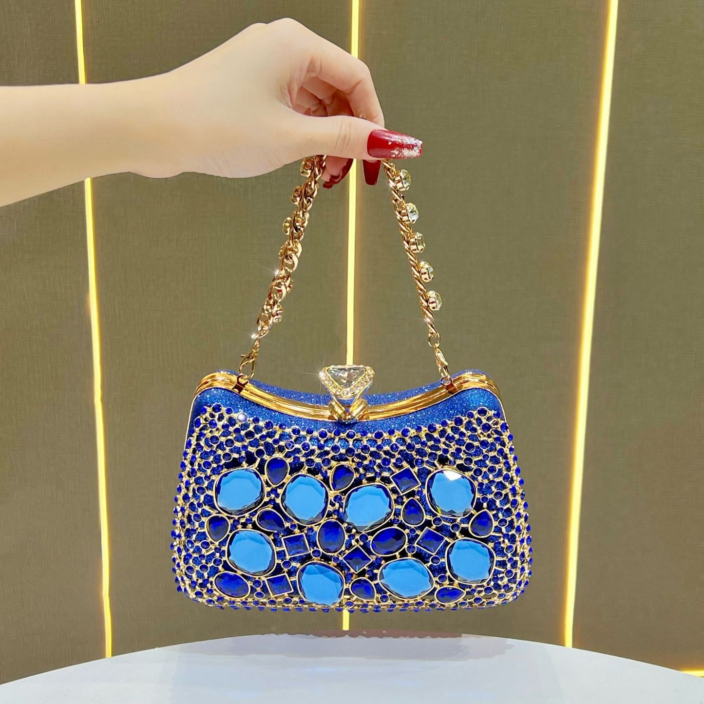 Chic Rhinestone Hollow-Out Evening Bag for Women, A Sparkly Chain Top-Handle Crossbody Shoulder Handbag Perfect for Banquets & Special Occasions