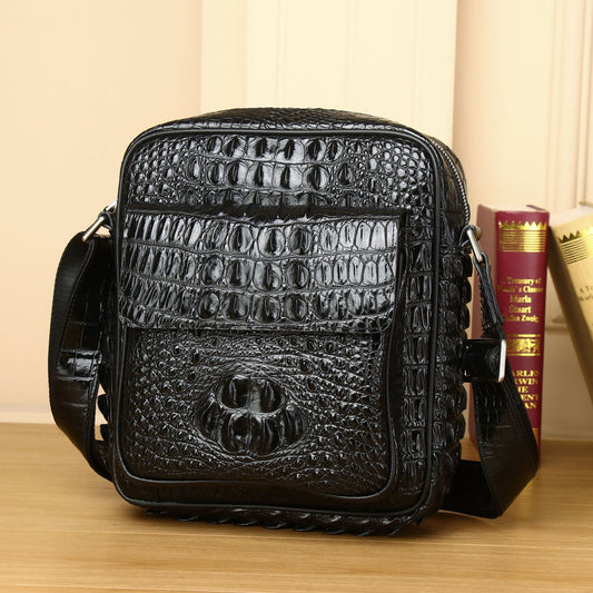 New Arrival Croc-Effect Business Shoulder Bag for Men, A Fashionable Small Crossbody Backpack with High-End Casual Design