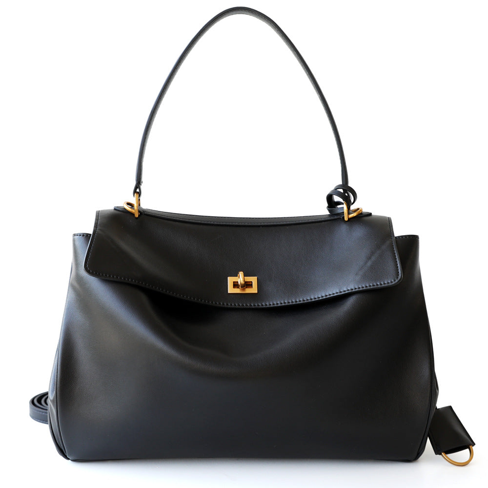 Soft Genuine Leather Tote Bag for Women Large Capacity Minimalist Commuter Shoulder Crossbody Handbag, Versatile Purse with Premium Leather Finish