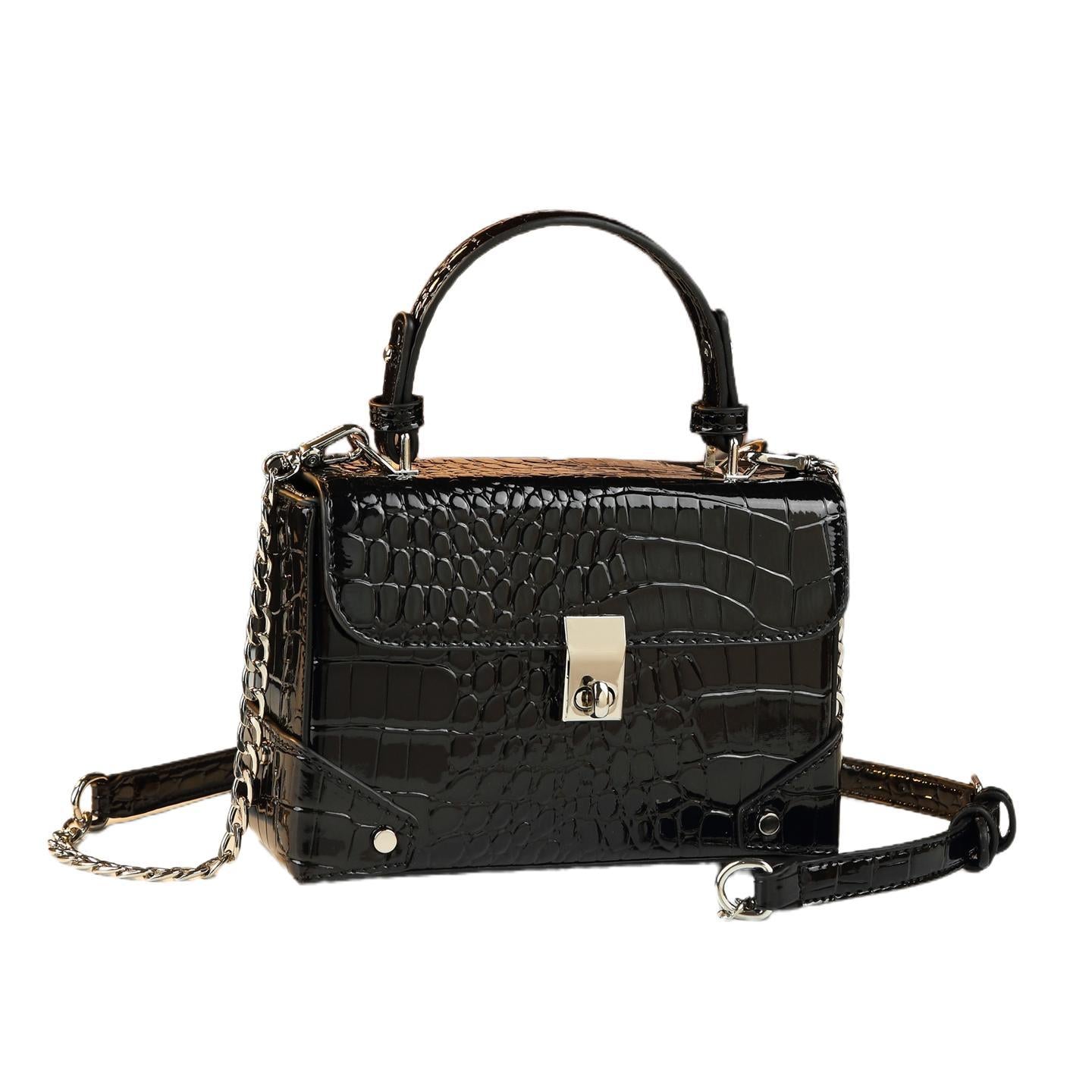 New Arrival Anti-Theft Patent Leather Croc-Effect Bag for Women, A Versatile Small Shoulder Crossbody Top-Handle Handbag with Fashionable Design