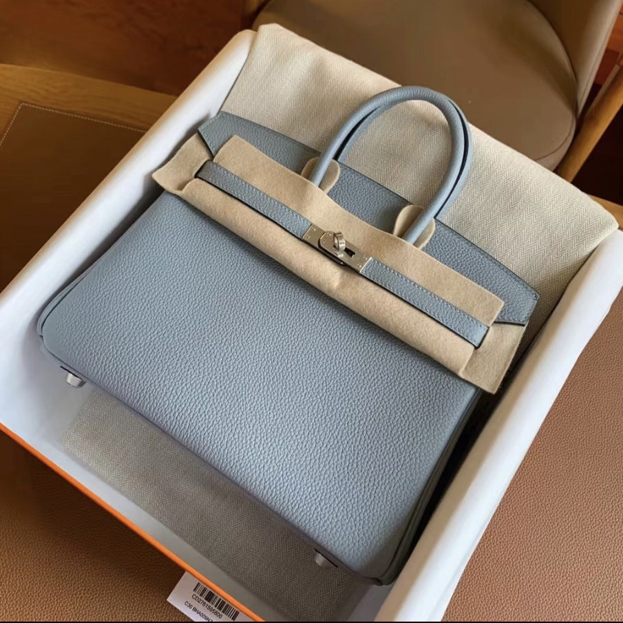 Chic Top-Layer Cowhide Birkin & Kelly-Inspired Tote Bag for Women, Genuine Leather Large Capacity Shoulder Top-Handle Handbag with Elegant Design, Ideal Bridal Purse