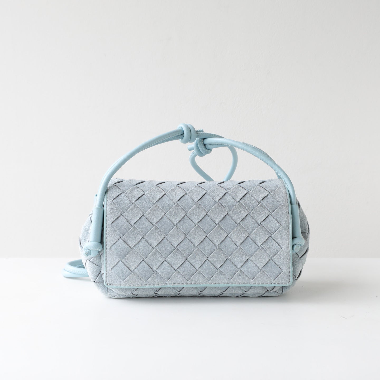 Frosted Cowhide Woven Mini Square Bag for Women Knot Flap Shoulder Crossbody Handbag, Niche Genuine Leather Purse with Soft Matte Texture