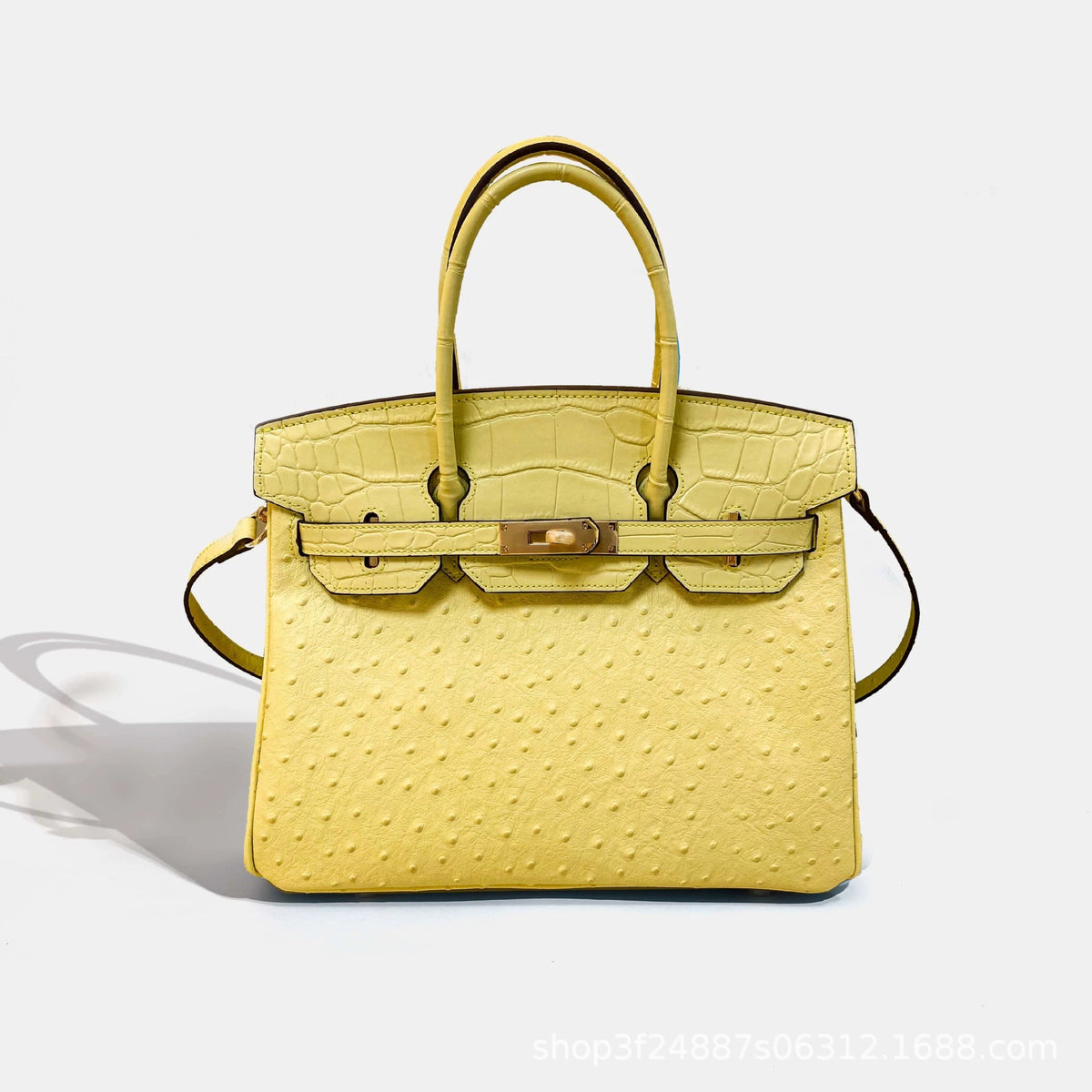 Premium Ostrich-Embossed Birkin-Inspired Tote Bag for Women, Top-Layer Cowhide Leather with Spacious Large Capacity, Ideal Business Commuter Top-Handle Handbag for Work & Everyday