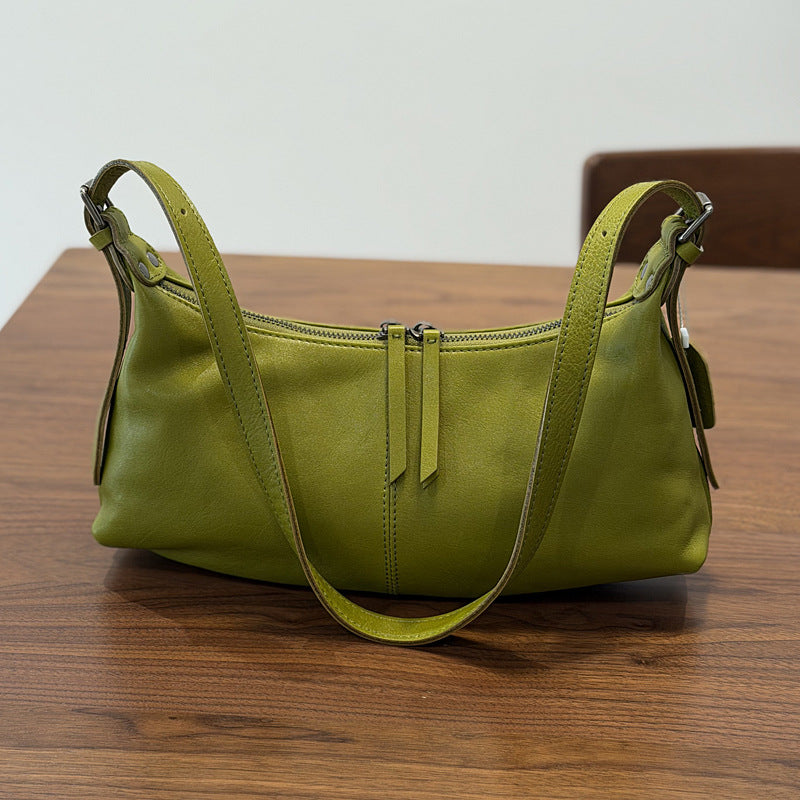 Genuine Top Layer Cowhide Dumpling Bag for Women, New Minimalist Vintage Shoulder Crossbody Underarm Purse, Textured Leather Handbag for Ladies