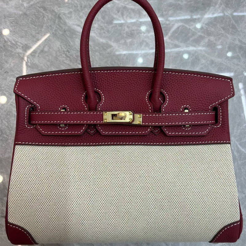 Luxurious Genuine Calfskin Leather Kelly & Birkin-Inspired Tote Bag for Women, Turn-Lock Top-Handle Handbag with Premium High-End Design, New Arrival