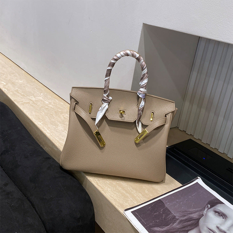New Arrival Pebbled Genuine Leather Birkin-Inspired Tote Bag for Women, Gold-Tone Hardware with Spacious Large Capacity, Versatile Top-Handle Shoulder Handbag for Everyday Chic