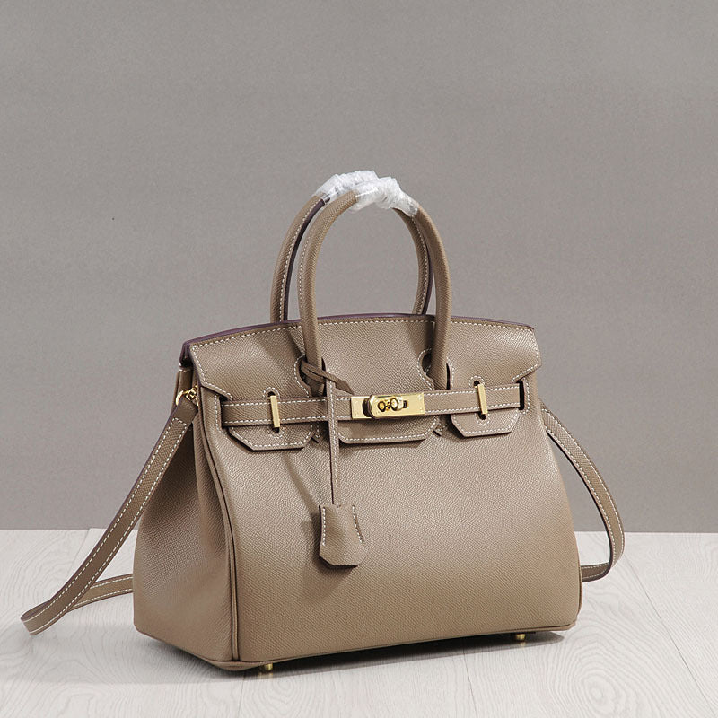 Genuine Top Layer Cowhide Birkin-Kelly Style Tote Bag for Women, New Arrival Large Capacity Commute Top Handle Handbag, Premium Leather Purse for Ladies