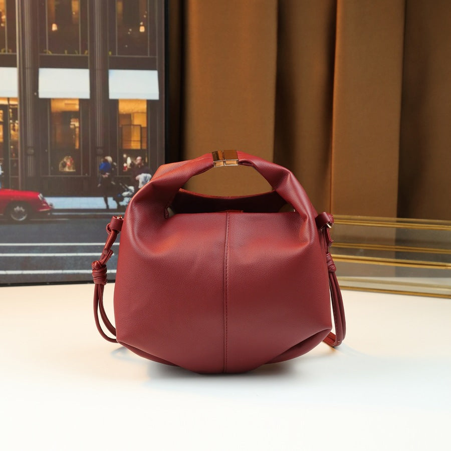 Pebble Grain Bento Bag for Women Minimalist Shoulder Crossbody Handbag, Niche Versatile Purse with Clean Solid Color Design