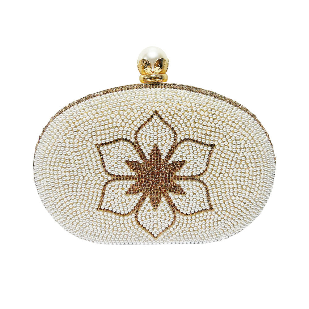 Elegant Pearl-Embellished Evening Clutch for Women, A Premium Bridal Handbag with Sophisticated Design, Perfect for Bride Bridesmaid Wedding, Cheongsam & Formal Gowns