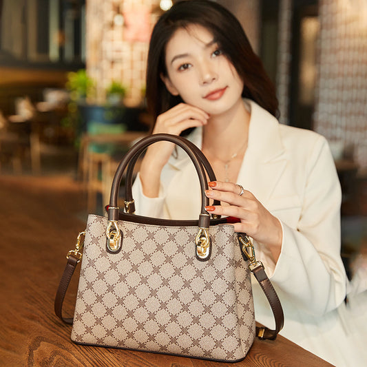 Women's Fall/Winter Casual Tote Bag, New Classic Light Luxury Handbag with Large Capacity, Stylish Everyday Shoulder Purse for Middle-Aged Moms, Work & Travel