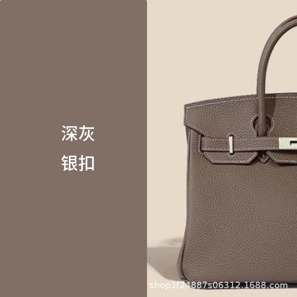 Premium Top-Layer Cowhide Leather with Pebbled Texture, Birkin-Inspired Tote Bag for Women, Spacious Large Capacity Top-Handle Shoulder Crossbody Handbag with Luxurious Feel
