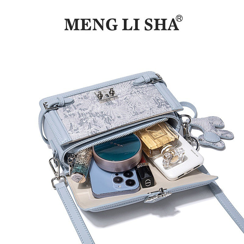 Niche Vintage Embroidered Small Square Bag, Premium Commute Shoulder Crossbody Top Handle Purse, Trendy Versatile Handbag for Women