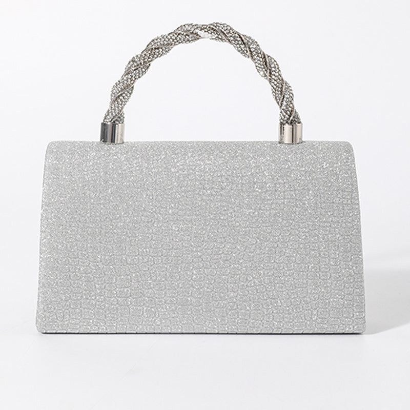 Rhinestone Embellished Evening Clutch for Women, New Sparkly Electroplated Top Handle Bag, European Style Ladies Handbag for Parties