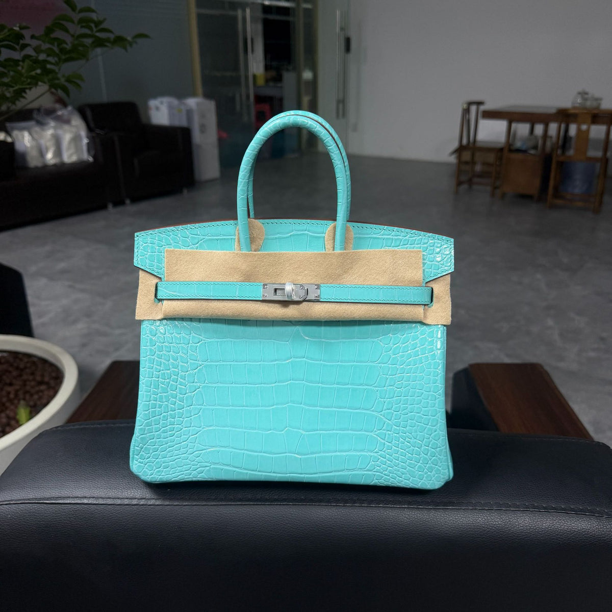 Premium Handcrafted Croc-Embossed Leather Tote Bag for Women, A-Grade Top-Layer Cowhide with Waxed Thread Stitching & Stainless Steel Hardware, Birkin-Inspired 25/30 Top-Handle Purse