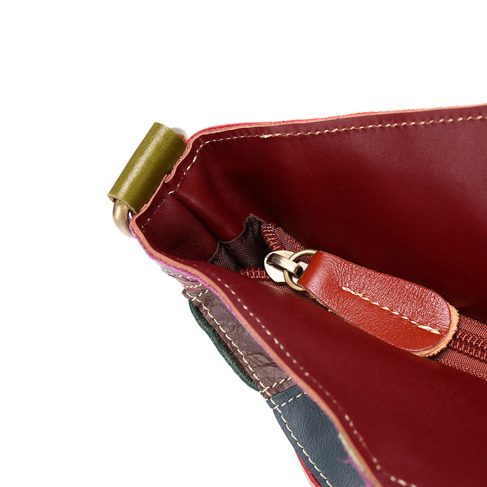 Genuine Cowhide Colorful Plaid Color Block Handbag for Women, New Top Handle Shoulder Purse, Trendy Everyday Bag for Ladies