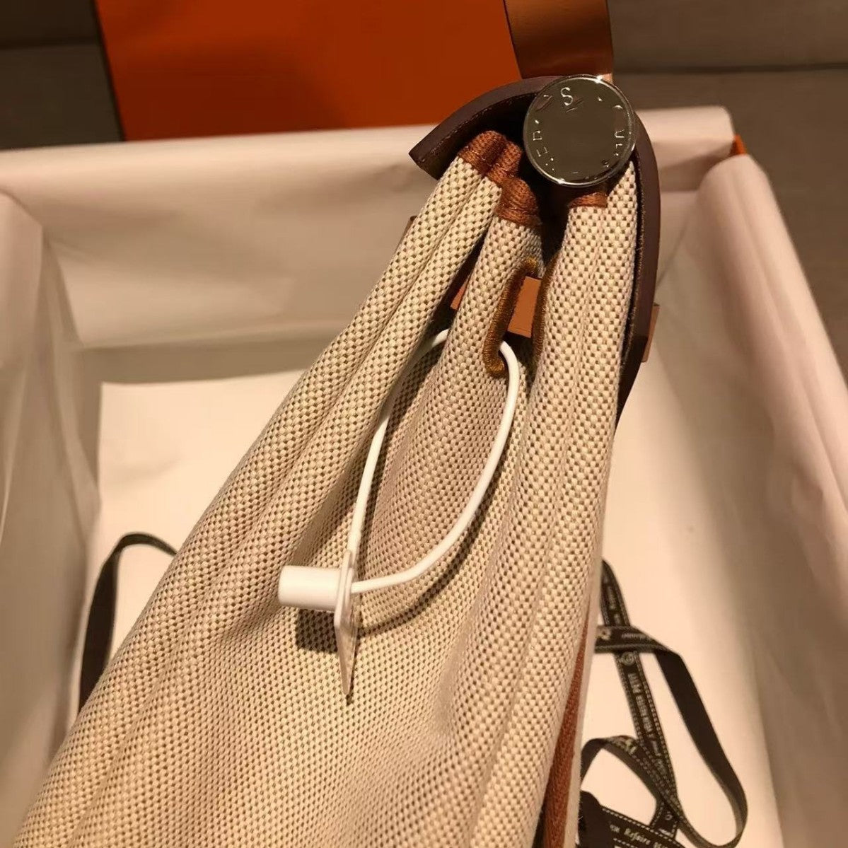 Women's Kelly-Style Color-Block Handbag, Hermès-Inspired Herbag with Handcrafted Waxed Thread Stitching, Genuine Cowhide Leather & Canvas Cross-Body Shoulder Tote, Top-Handle Satchel with Interior Stitching Detail