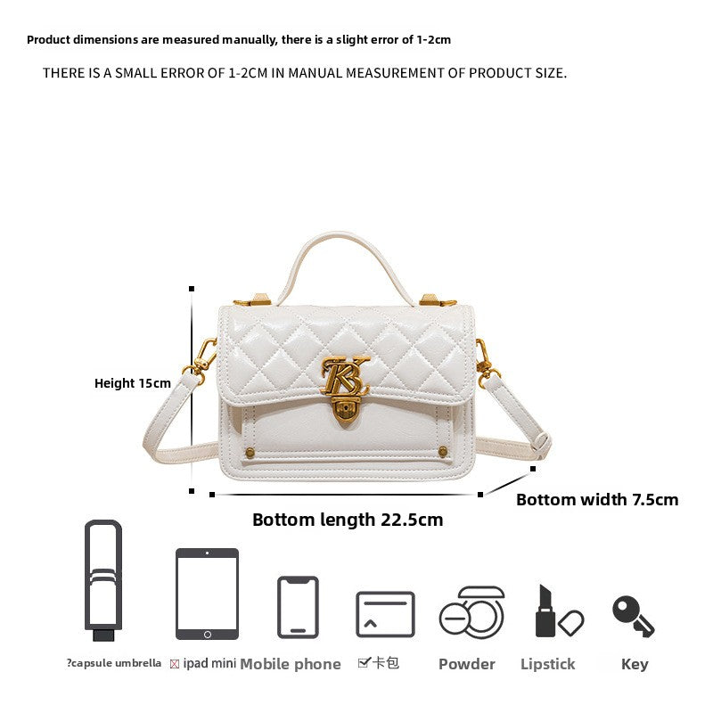 Genuine Leather Quilted Small Square Bag for Women, New Versatile Top Handle Shoulder Crossbody Purse, Trendy Everyday Handbag for Ladies