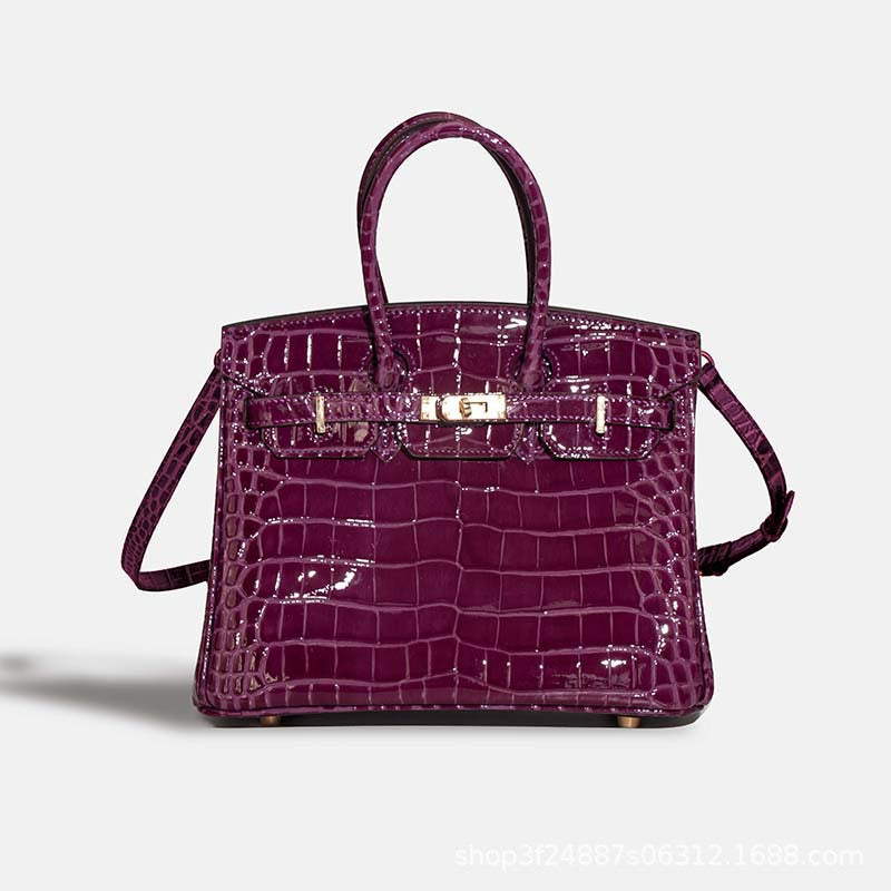 Premium Croc-Embossed Birkin-Inspired Tote Bag for Women, Genuine Leather with Spacious Large Capacity, Versatile Top-Handle Handbag for Everyday Elegance