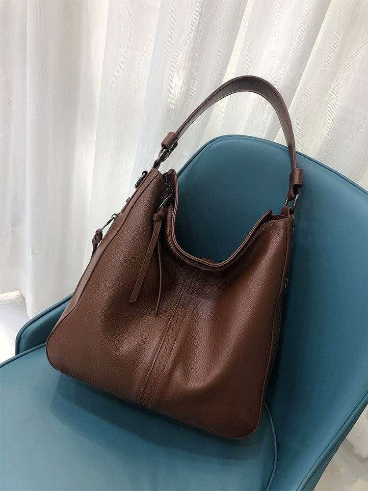 Genuine Top Layer Cowhide Large Shoulder Crossbody Top Handle Bag for Women, Versatile Everyday Handbag 1081 for Ladies
