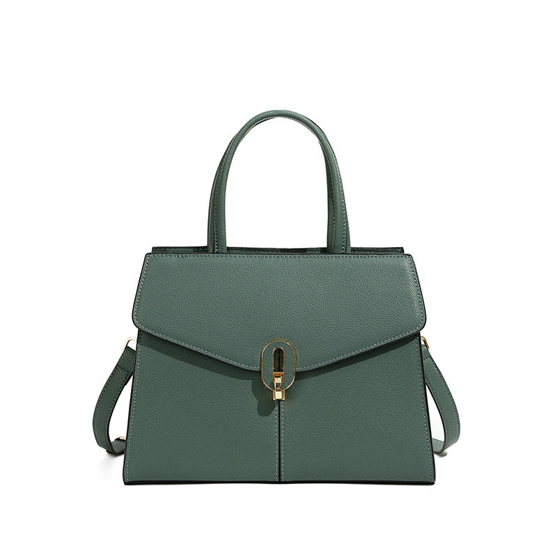 New Red Kelly-Style Light Luxury Bag, Genuine Leather Commute Top Handle Purse, Premium Fashionable Handbag for Women