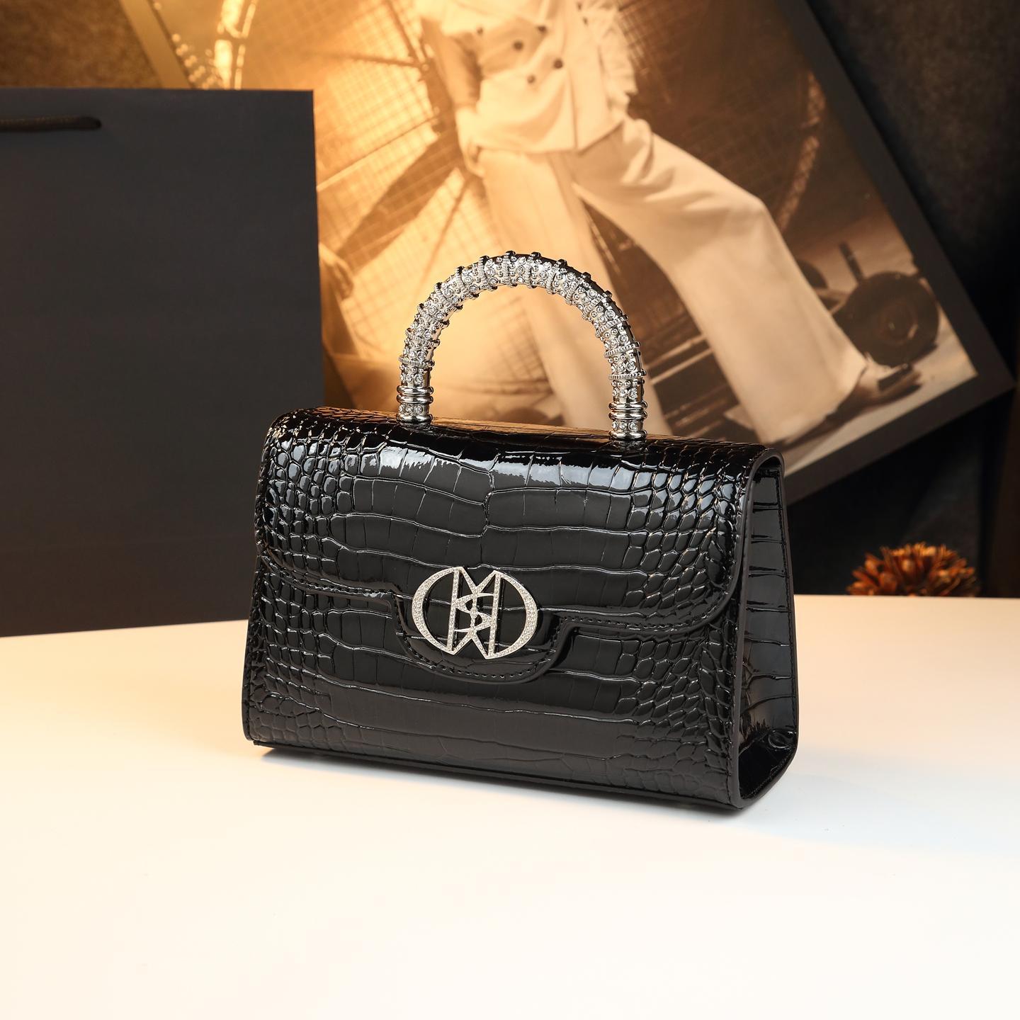 New Arrival Minimalist Croc-Effect Light Luxury Bag for Women, An Elegant Top-Handle Crossbody Shoulder Commuter Handbag with Fashionable Design