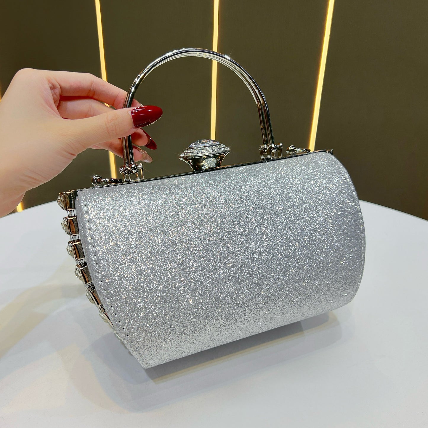 Dazzling Rhinestone-Embellished Evening Bag for Women, A Light Luxury Glamorous Chain Top-Handle Crossbody Handbag with Unique Boutique Sparkly Design, Perfect for Banquets Weddings & Special Occasions