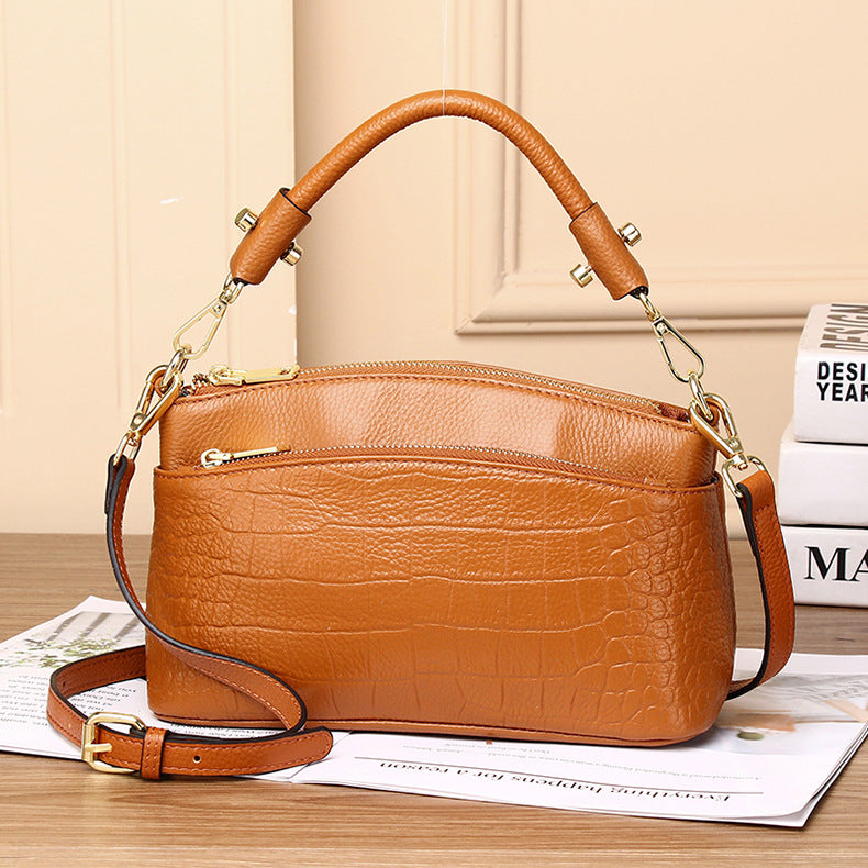 New Arrival Croc-Effect Genuine Leather Bag for Women, A Premium Top-Handle Crossbody Shoulder Handbag with Versatile Design