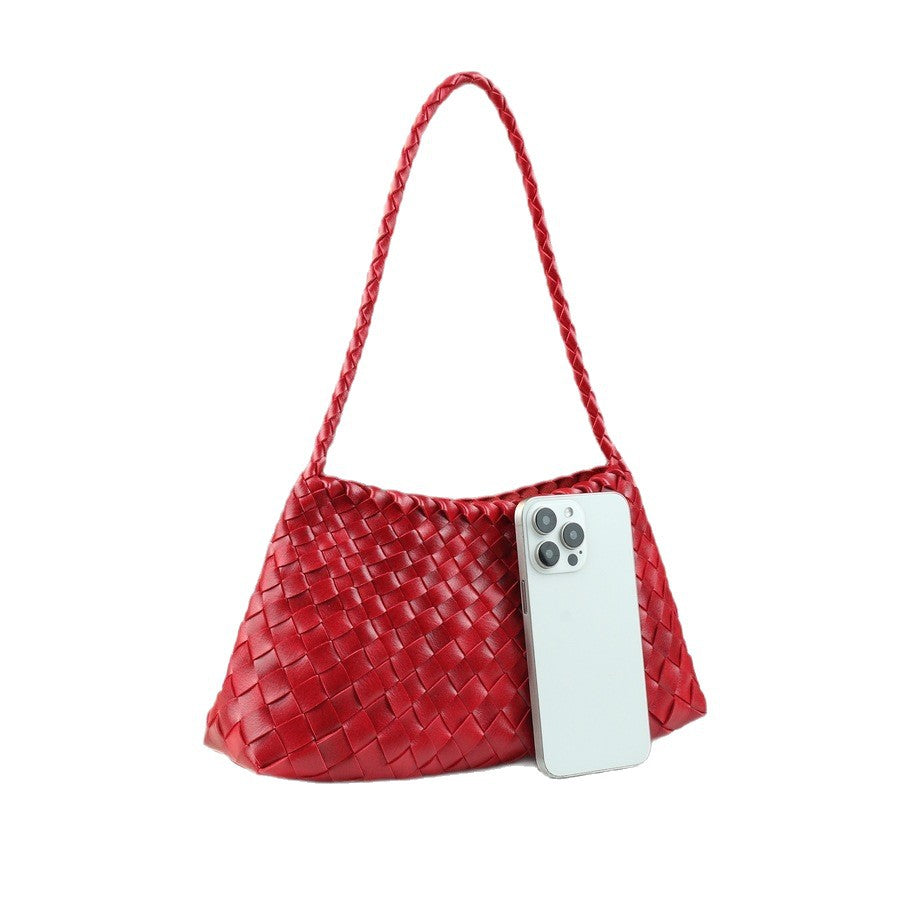 High-End Woven Basket Tote Bag for Women with Inner Pouch, Bestselling Shoulder Underarm Handbag with Versatile Design