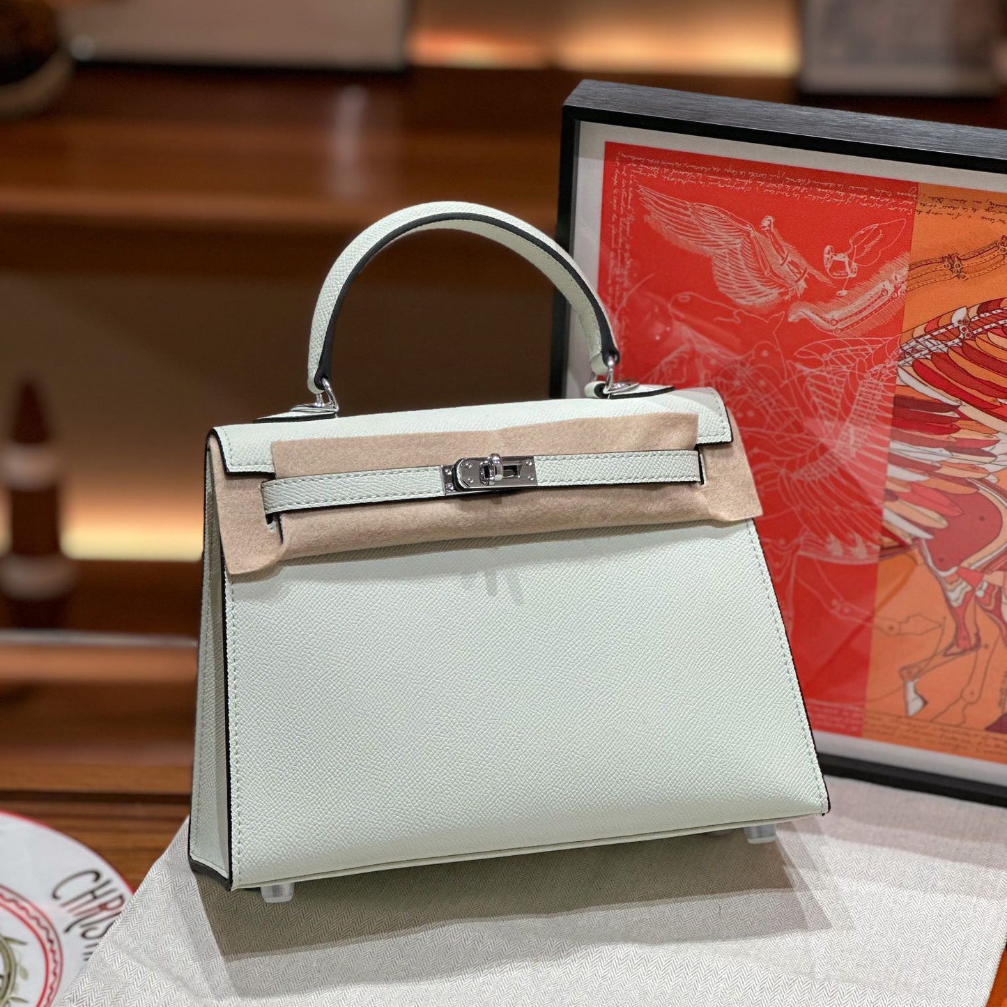 Genuine Leather Palm Pattern 2nd Gen Kelly-Style Handbag for Women, Gold & Silver Hardware Top Handle Shoulder Crossbody Purse, Fashionable Bag for Ladies