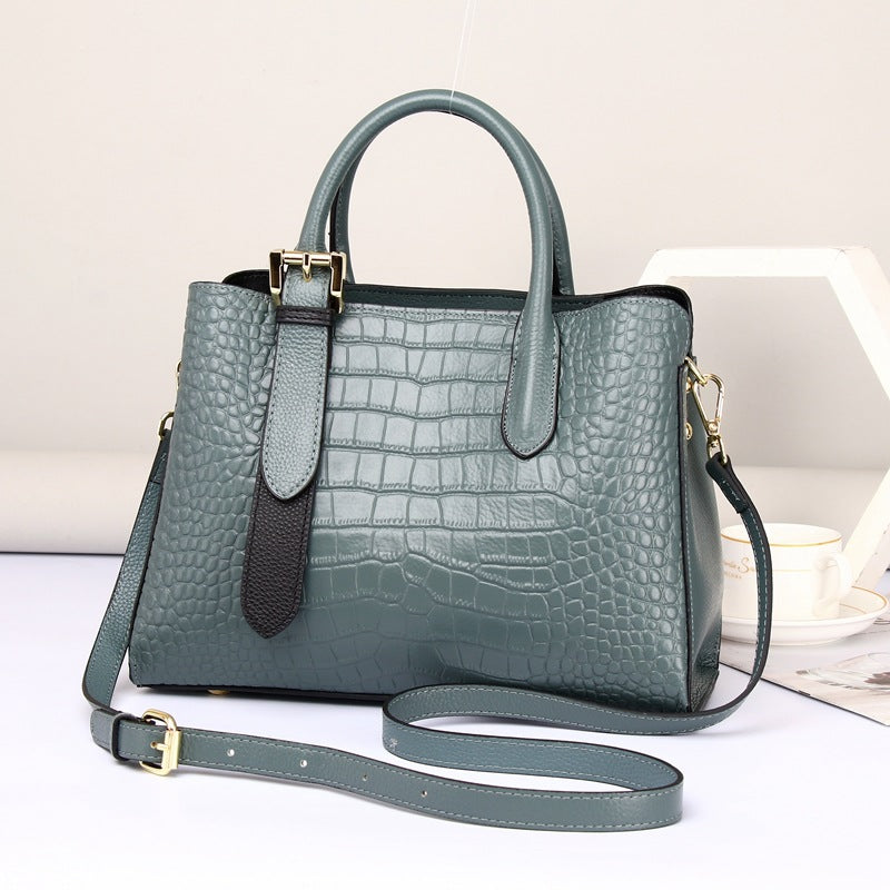 New Arrival Lady-Inspired Croc-Effect Genuine Leather Bag for Women, A Minimalist Crossbody Shoulder Top-Handle Handbag with Versatile Fashionable Design 6058