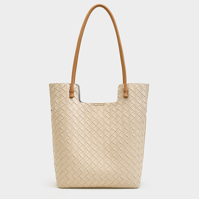 Handwoven Tote Bag for Women Minimalist Versatile Large Capacity Shoulder Handbag, Premium Natural Texture Purse with Trendy Design