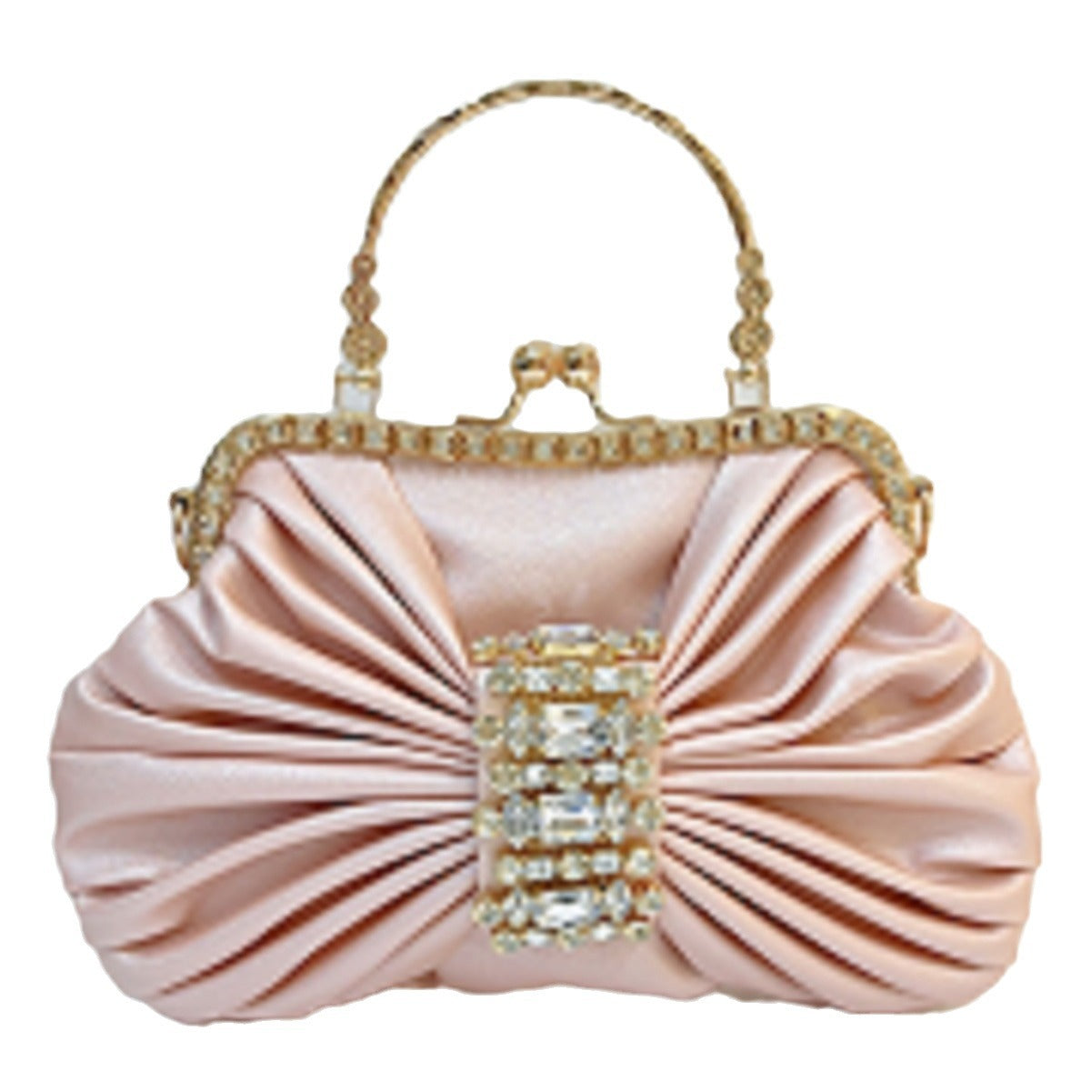Handmade Rhinestone Kelly-Style Evening Bag for Women, French Fairy Bow Knot Banquet Purse, Sparkly Shoulder Crossbody Clutch for Ladies