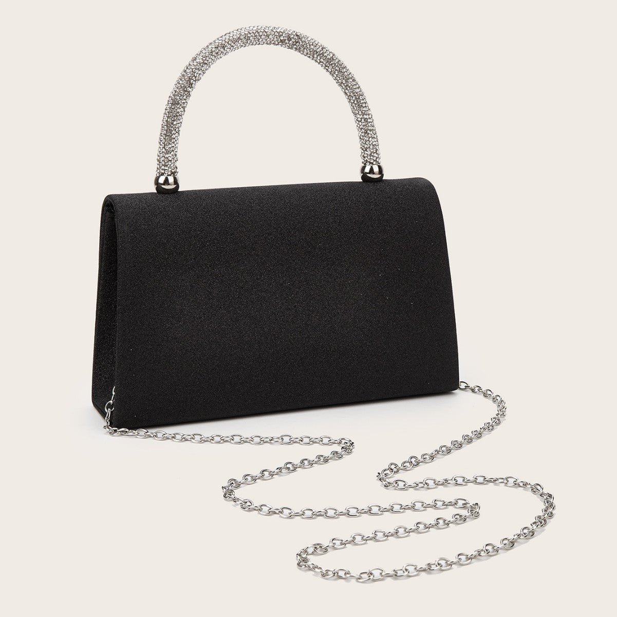 Rhinestone Chain Small Square Bag for Women, Vintage Fashionable Top Handle Crossbody Purse, Sparkly Evening Handbag for Weddings and Parties for Ladies