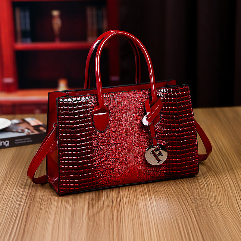 New Arrival Croc-Effect 3-Piece Handbag Set for Women, A Fashionable Top-Handle Crossbody Commuter Tote with Matching Wallet & Pouch, Perfect Everyday Set