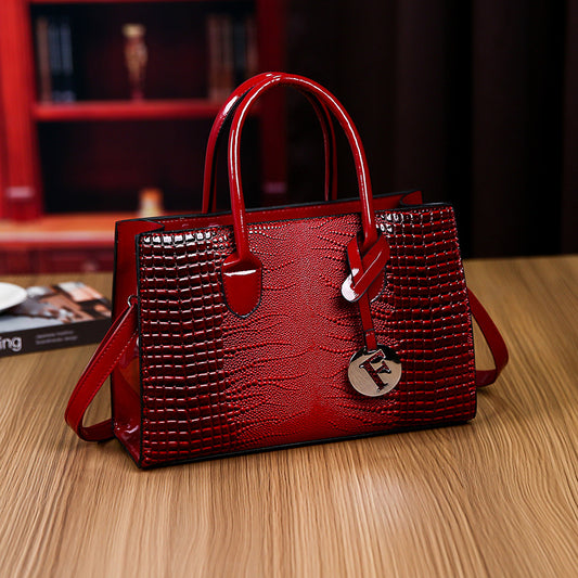 New Arrival Croc-Effect 3-Piece Handbag Set for Women, A Fashionable Top-Handle Crossbody Commuter Tote with Matching Wallet & Pouch, Perfect Everyday Set