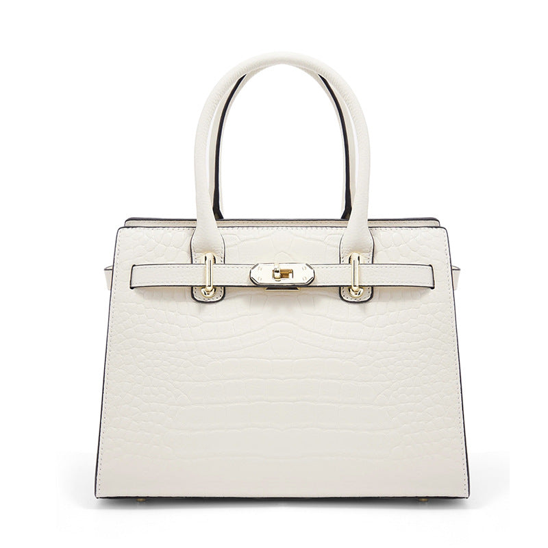 New French Style Croc-Effect Light Luxury Tote Bag for Women, Birkin & Kelly-Inspired Versatile Commuter Handbag with Elegant Everyday Design
