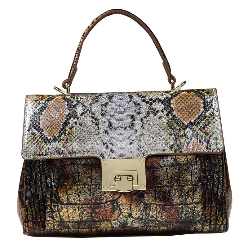New Arrival Croc & Snake-Effect Top-Handle Bag for Women, A Versatile Premium Shoulder Crossbody Handbag with Trendy Design, Perfect Everyday Purse