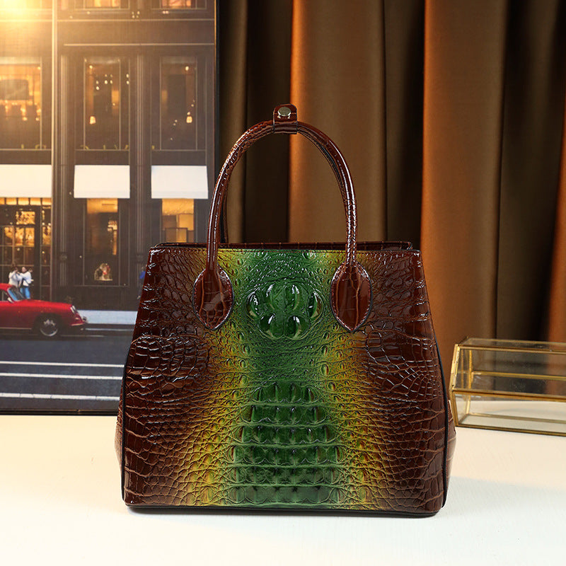 New Arrival Multi-Color Croc-Effect Business Commuter Bag for Women, A Large Capacity Top-Handle Shoulder Crossbody Handbag with Trendy Design 7917