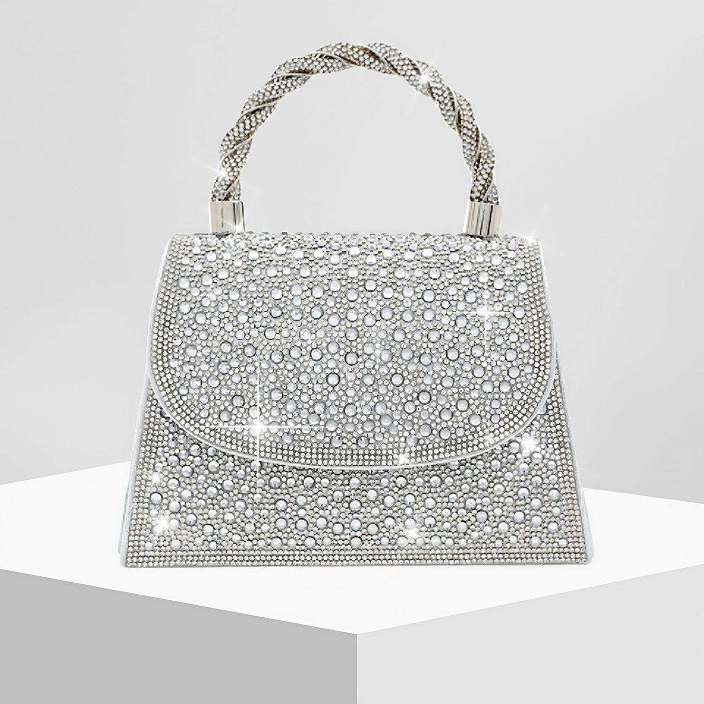 Rhinestone Embellished Evening Clutch for Women, New Sparkly Formal Banquet Top Handle Bag, Light Luxury Gown Purse for Ladies